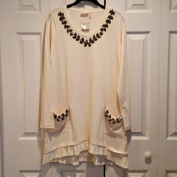 NWT - LOGO, Long Sleeve Cottin Slub Top, size small - Picture 2 of 10